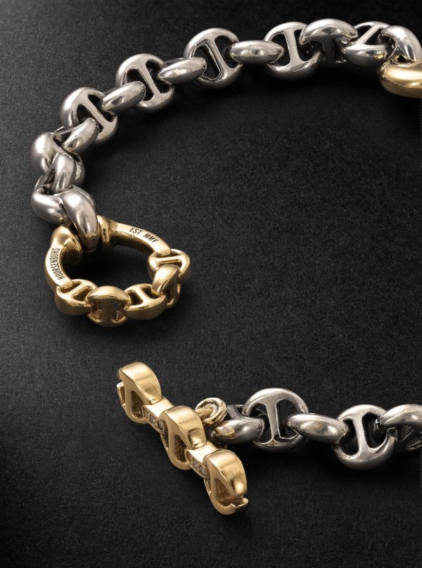 Sterling Silver and 18-Karat Gold Diamond Bracelet - BK Sterling Silver and 18-Karat Gold Diamond Bracelet - BK