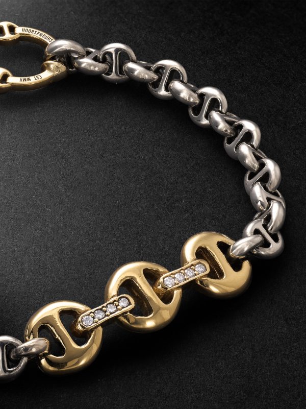 Sterling Silver and 18-Karat Gold Diamond Bracelet - CU Sterling Silver and 18-Karat Gold Diamond Bracelet - CU