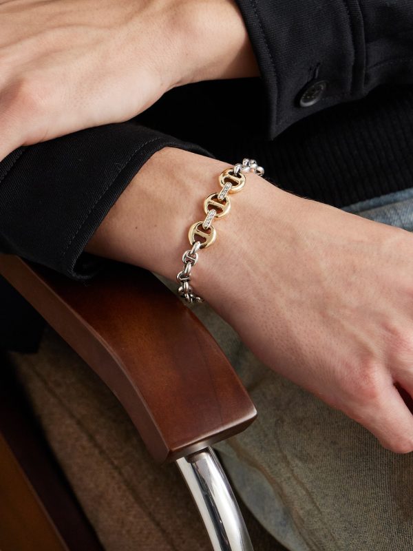 Sterling Silver and 18-Karat Gold Diamond Bracelet - FR Sterling Silver and 18-Karat Gold Diamond Bracelet - FR