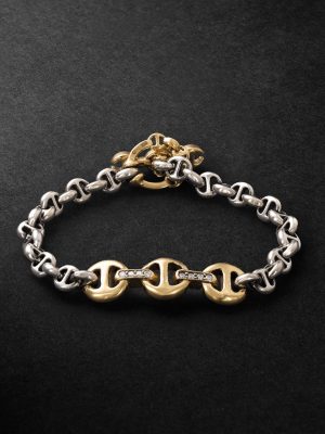 Sterling Silver and 18-Karat Gold Diamond Bracelet Sterling Silver and 18-Karat Gold Diamond Bracelet