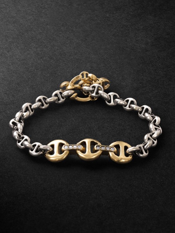 Sterling Silver and 18-Karat Gold Diamond Bracelet Sterling Silver and 18-Karat Gold Diamond Bracelet