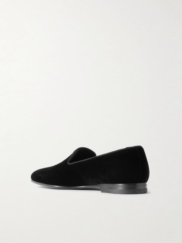 Mario Grosgrain-Trimmed Velvet Loafers - BK