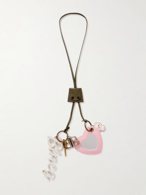 Le City 2 Embellished Textured-Leather, Silver- and Gold-Tone Key Fob