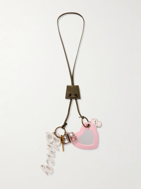 Le City 2 Embellished Textured-Leather, Silver- and Gold-Tone Key Fob Le City 2 Embellished Textured-Leather, Silver- and Gold-Tone Key Fob