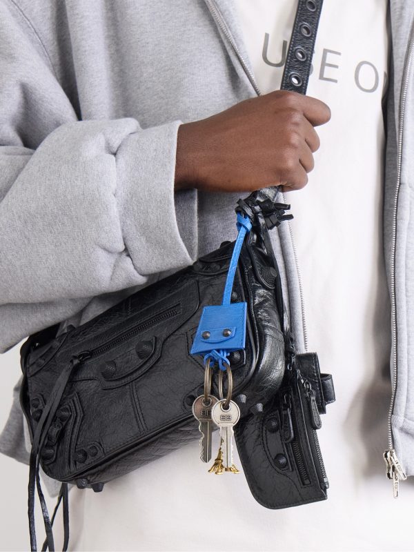 Le City Embellished Textured-Leather, Silver- and Gold-Tone Key Fob - OU Le City Embellished Textured-Leather, Silver- and Gold-Tone Key Fob - OU