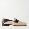 Padstow Collapsible-Heel Leather-Trimmed Raffia Loafers Padstow Collapsible-Heel Leather-Trimmed Raffia Loafers