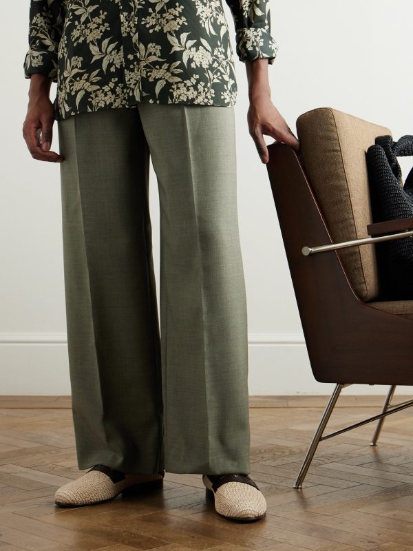 Padstow Collapsible-Heel Leather-Trimmed Raffia Loafers - OU Padstow Collapsible-Heel Leather-Trimmed Raffia Loafers - OU
