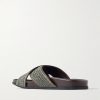 Chiltern Leather-Trimmed Raffia Sandals - BK Chiltern Leather-Trimmed Raffia Sandals - BK