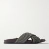 Chiltern Leather-Trimmed Raffia Sandals Chiltern Leather-Trimmed Raffia Sandals