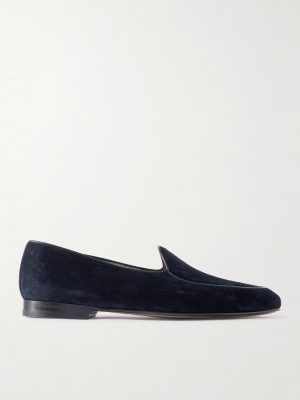 Modena Leather-Trimmed Suede Loafers