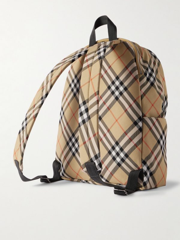 Checked Coated-Canvas Backpack - BK Checked Coated-Canvas Backpack - BK