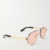 Aviator-Style Gold- and Silver-Tone Sunglasses - FR Aviator-Style Gold- and Silver-Tone Sunglasses - FR
