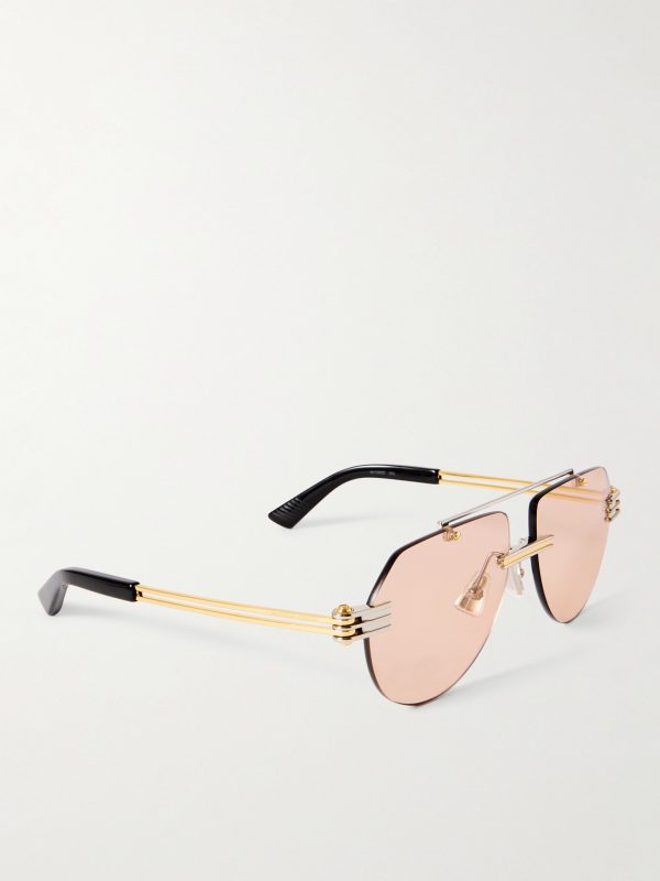 Aviator-Style Gold- and Silver-Tone Sunglasses - FR Aviator-Style Gold- and Silver-Tone Sunglasses - FR