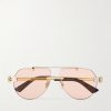 Aviator-Style Gold- and Silver-Tone Sunglasses Aviator-Style Gold- and Silver-Tone Sunglasses