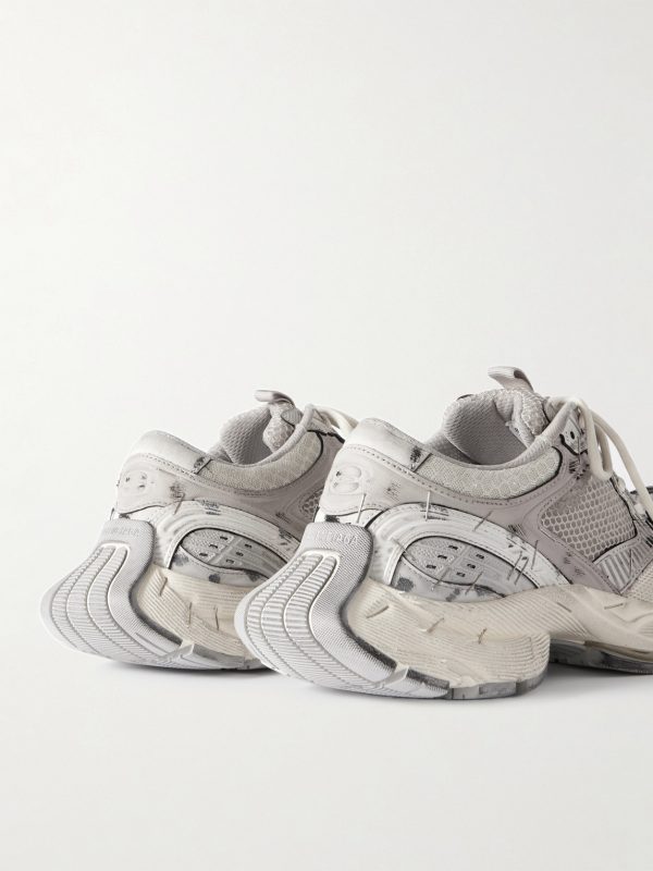 Stapler Distressed Mesh and Rubber Sneakers - BK