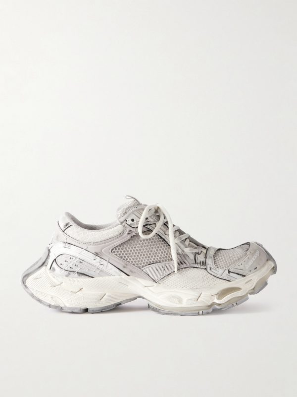 Stapler Distressed Mesh and Rubber Sneakers