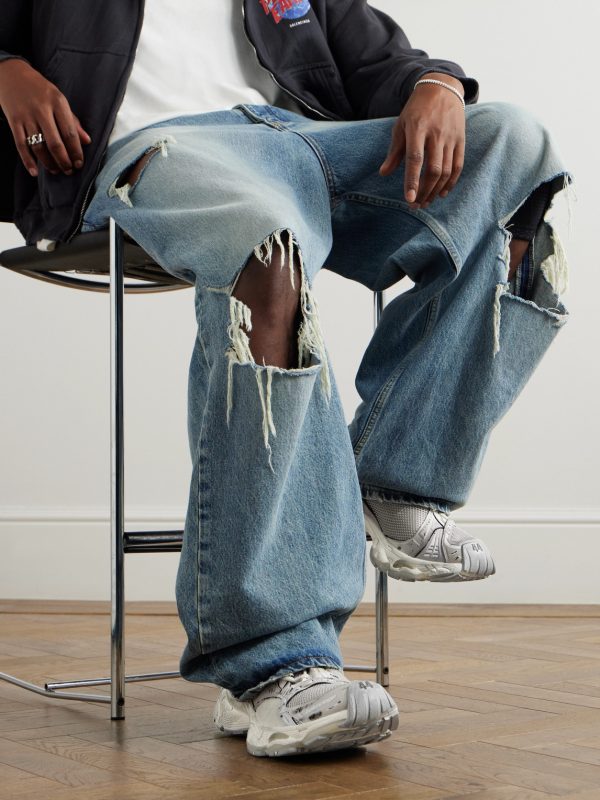 Stapler Distressed Mesh and Rubber Sneakers - OU
