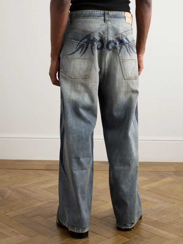 Y2K Wide-Leg Distressed Printed Jeans - BK Y2K Wide-Leg Distressed Printed Jeans - BK