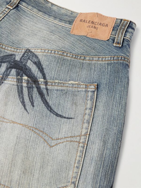 Y2K Wide-Leg Distressed Printed Jeans - CU Y2K Wide-Leg Distressed Printed Jeans - CU