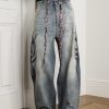 Y2K Wide-Leg Distressed Printed Jeans - FR Y2K Wide-Leg Distressed Printed Jeans - FR