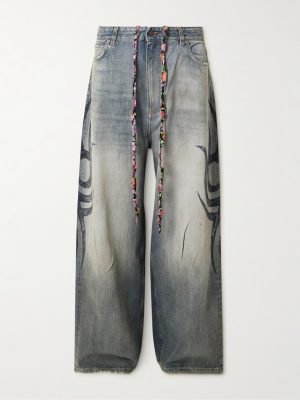 Y2K Wide-Leg Distressed Printed Jeans Y2K Wide-Leg Distressed Printed Jeans