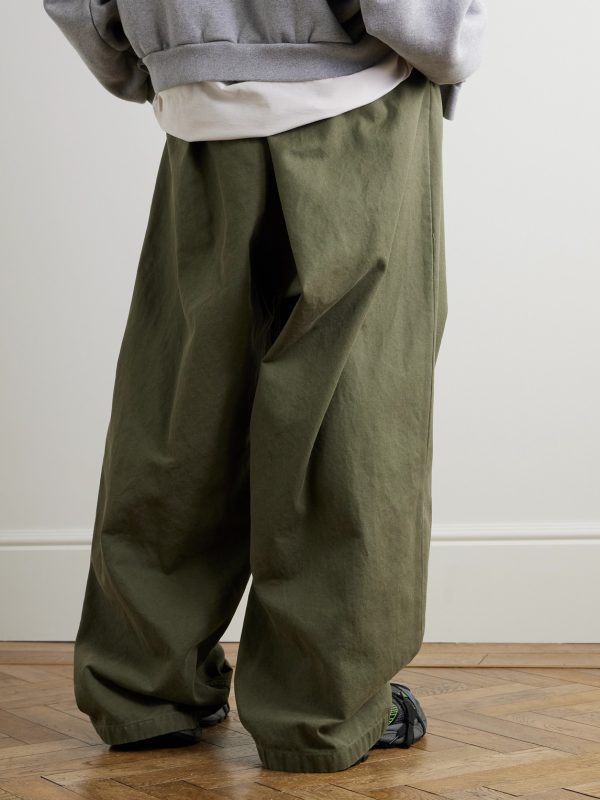 Wide-Leg Cotton-Twill Trousers - BK Wide-Leg Cotton-Twill Trousers - BK