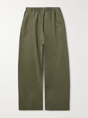 Wide-Leg Cotton-Twill Trousers