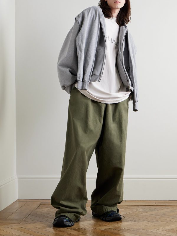 Wide-Leg Cotton-Twill Trousers - OU Wide-Leg Cotton-Twill Trousers - OU