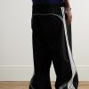 Wide-Leg Layered Striped Tech-Jersey and Shell Track Pants - BK Wide-Leg Layered Striped Tech-Jersey and Shell Track Pants - BK