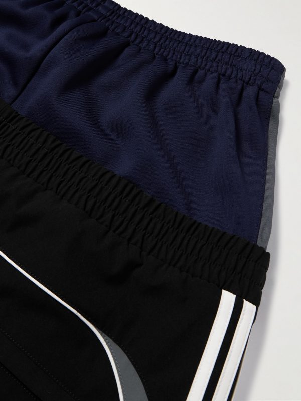 Wide-Leg Layered Striped Tech-Jersey and Shell Track Pants - CU Wide-Leg Layered Striped Tech-Jersey and Shell Track Pants - CU