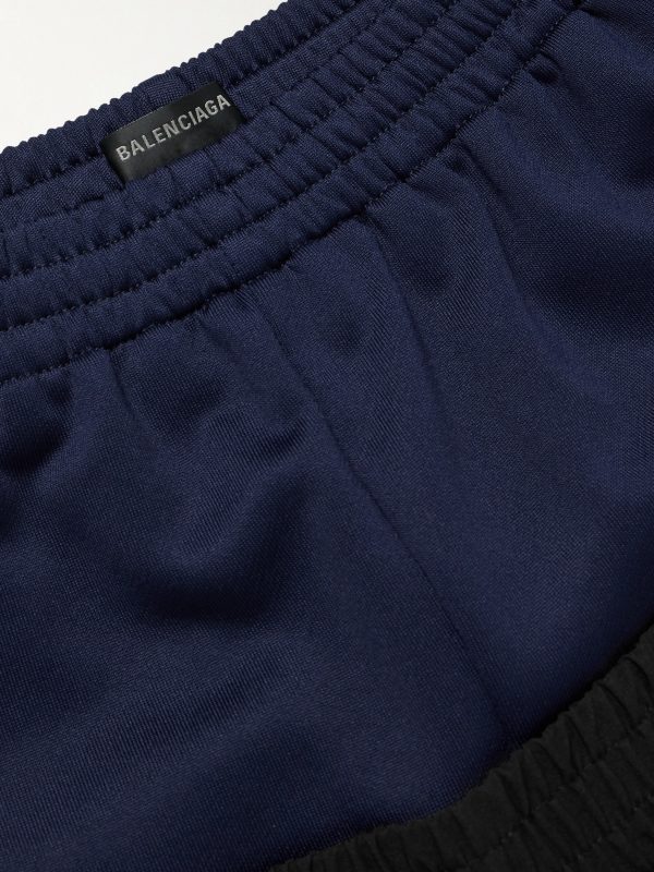 Wide-Leg Layered Striped Tech-Jersey and Shell Track Pants - E1 Wide-Leg Layered Striped Tech-Jersey and Shell Track Pants - E1