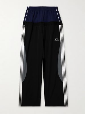 Wide-Leg Layered Striped Tech-Jersey and Shell Track Pants Wide-Leg Layered Striped Tech-Jersey and Shell Track Pants