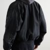 Distressed Padded Denim Bomber Jacket - BK Distressed Padded Denim Bomber Jacket - BK
