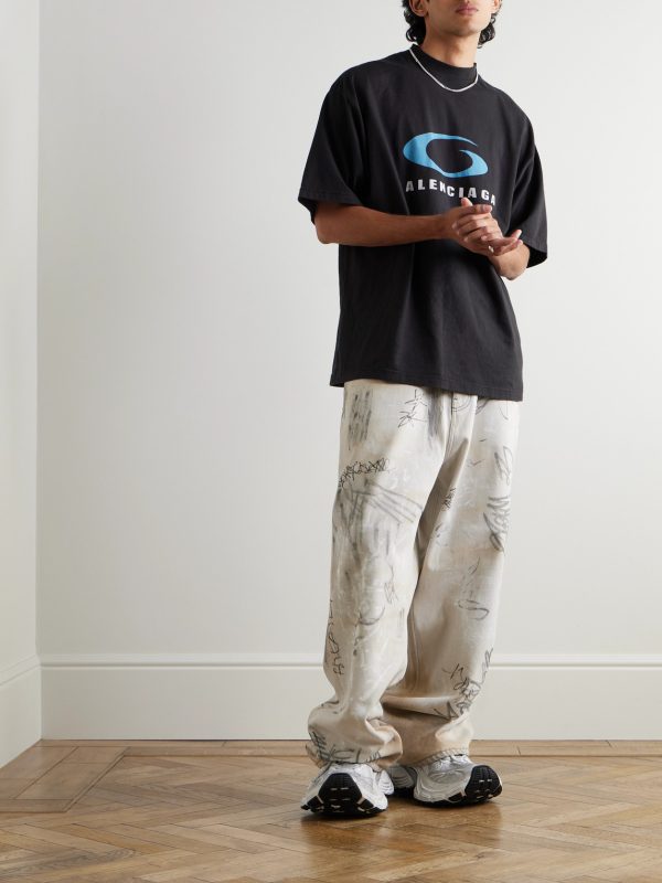 Oversized Logo-Print Cotton-Jersey T-Shirt - OU Oversized Logo-Print Cotton-Jersey T-Shirt - OU