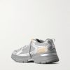 Lightstar Rubber-Trimmed Metallic Leather and Mesh Sneakers - BK