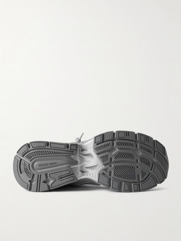 Lightstar Rubber-Trimmed Metallic Leather and Mesh Sneakers - E1