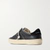 Soul-Star Suede-Trimmed Distressed Leather Sneakers - BK Soul-Star Suede-Trimmed Distressed Leather Sneakers - BK