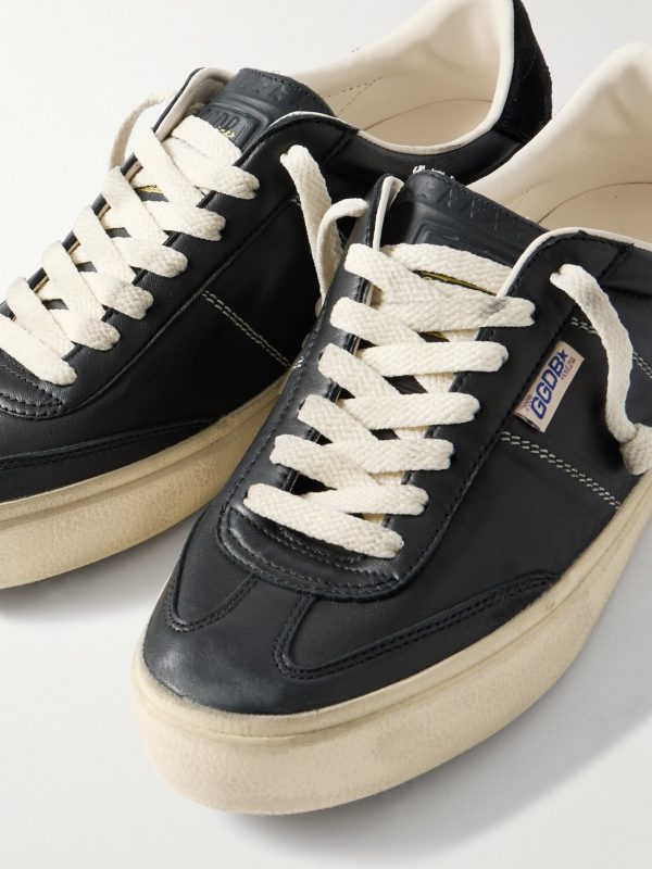 Soul-Star Suede-Trimmed Distressed Leather Sneakers - CU Soul-Star Suede-Trimmed Distressed Leather Sneakers - CU