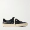 Soul-Star Suede-Trimmed Distressed Leather Sneakers Soul-Star Suede-Trimmed Distressed Leather Sneakers