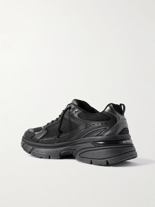 Lightstar Rubber-Trimmed Leather and Mesh Sneakers - BK Lightstar Rubber-Trimmed Leather and Mesh Sneakers - BK
