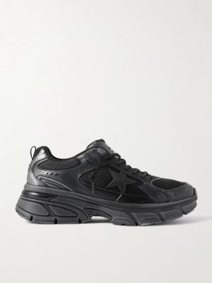 Lightstar Rubber-Trimmed Leather and Mesh Sneakers