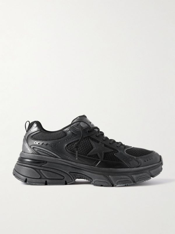 Lightstar Rubber-Trimmed Leather and Mesh Sneakers Lightstar Rubber-Trimmed Leather and Mesh Sneakers