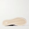 Matchstar Suede-Trimmed Distressed Glossed-Leather Sneakers - E1 Matchstar Suede-Trimmed Distressed Glossed-Leather Sneakers - E1
