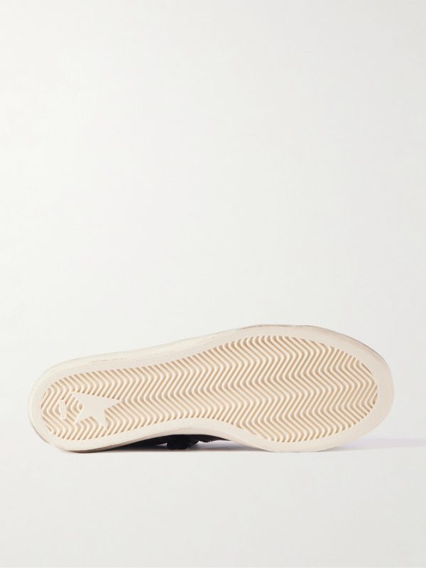 Matchstar Suede-Trimmed Distressed Glossed-Leather Sneakers - E1 Matchstar Suede-Trimmed Distressed Glossed-Leather Sneakers - E1