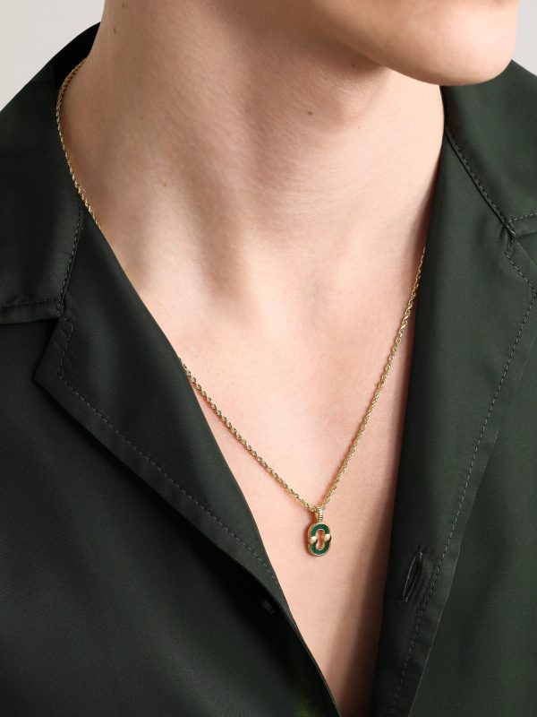 Magnetic 18-Karat Gold, Malachite and Mother-of-Pearl Pendant - FR Magnetic 18-Karat Gold, Malachite and Mother-of-Pearl Pendant - FR