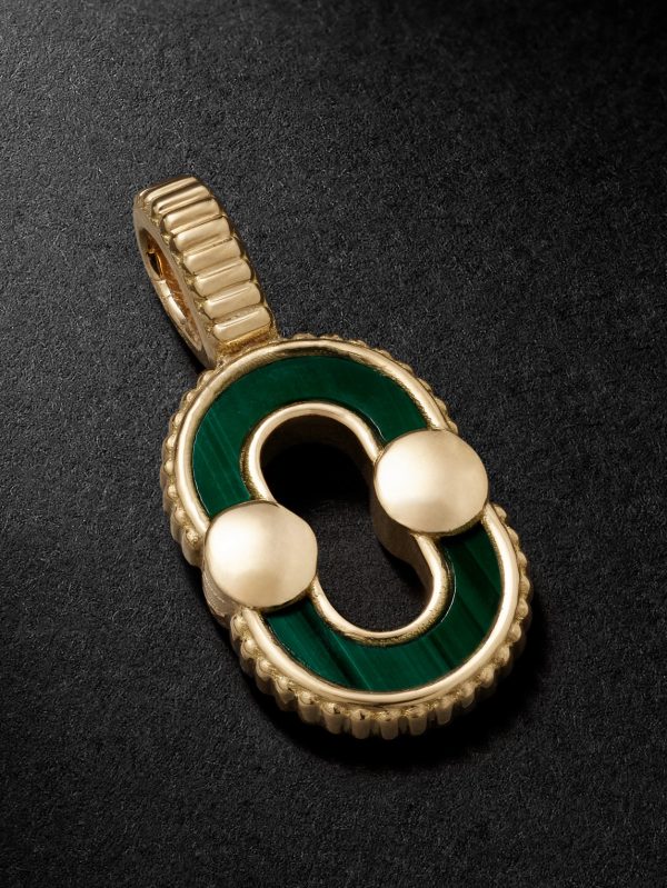 Magnetic 18-Karat Gold, Malachite and Mother-of-Pearl Pendant Magnetic 18-Karat Gold, Malachite and Mother-of-Pearl Pendant
