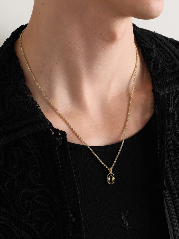 Magnetic 18-Karat Gold, Onyx and Mother-of-Pearl Pendant - FR Magnetic 18-Karat Gold, Onyx and Mother-of-Pearl Pendant - FR
