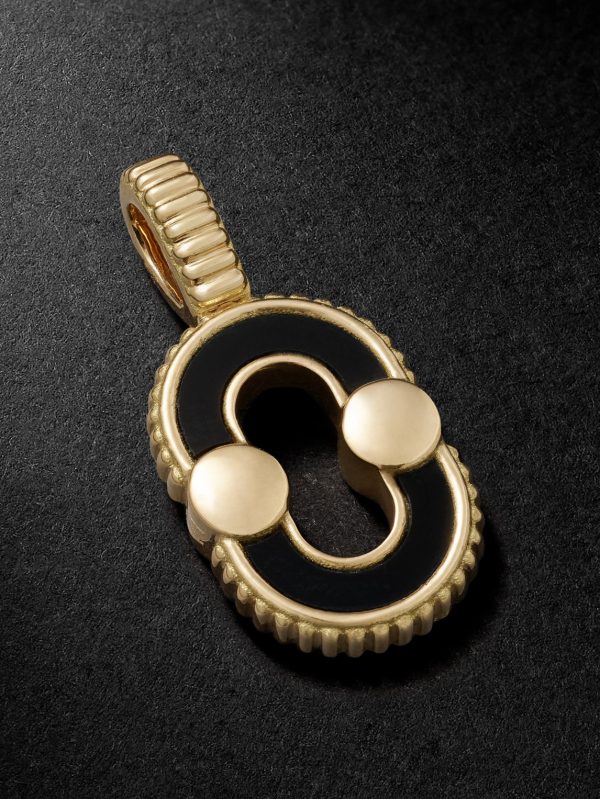 Magnetic 18-Karat Gold, Onyx and Mother-of-Pearl Pendant Magnetic 18-Karat Gold, Onyx and Mother-of-Pearl Pendant