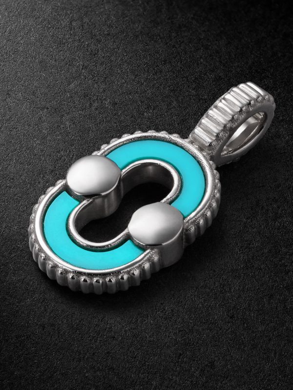 Magnetic 18-Karat White Gold, Lapis Lazuli and Turquoise Pendant - CU Magnetic 18-Karat White Gold, Lapis Lazuli and Turquoise Pendant - CU
