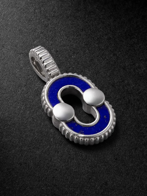 Magnetic 18-Karat White Gold, Lapis Lazuli and Turquoise Pendant Magnetic 18-Karat White Gold, Lapis Lazuli and Turquoise Pendant